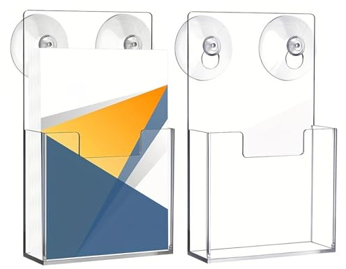 Transparenter Prospekthalter, Saugnapf-Wand-Acryl-Literaturständer | Haushalts-Prospekthalter – für Literaturbroschüren, Büro, Geschäft, Gewerbe, Wohnung, Klassenzimmer