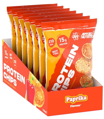 Applied Nutrition – Protein-Chips, Proteinreicher Snack – Glutenfrei | Vegan – Knuspriger, Fettarmer Proteinschub – (7 x 50 g) (Paprika)