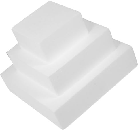 3pcs Foam Square Cake Dummy for Decorating Practice Halloween | Reusable Lightweight Rigid White Set, Smooth Surface for Displays, Future Reuse, Easy to Cover