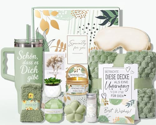 Asientep Geschenke für Frauen,Wellness-Geschenkset für Damen - 12PCS | 40oz Edelstahl-Weinbecher, Kuscheldecke, Badezusatz. Für Weihnachten, Geburtstag, Muttertag – Mama, Freundin, Kollegin.