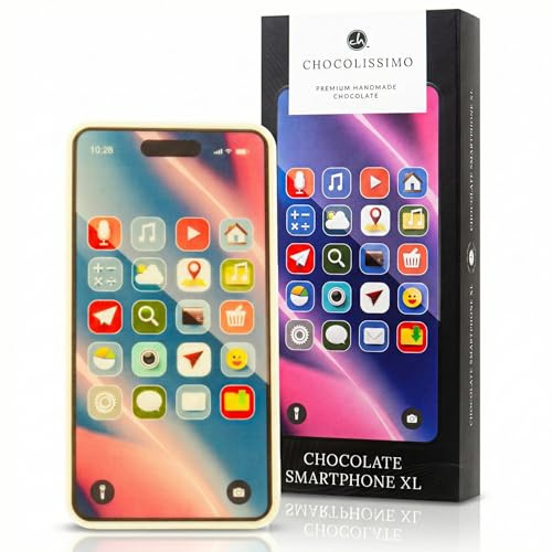 Schokoladen Smartphone XL 70g | Handgemachte Belgische Schokolade | Valentinstag | Liebesgeschenk für Freundin Freund Geschenk (Klassisch)