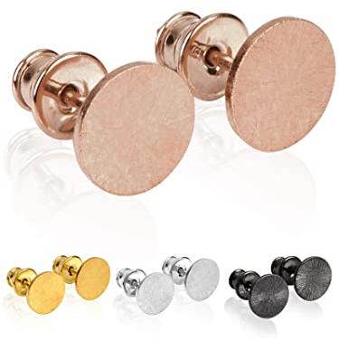 modabilé Damen Ohrstecker Rund aus 925 Sterling Silber (8mm) CIRCLE Ohrringe Roségold Vergoldet: Kreis, Klein & Flach + Geschenk-Etui I Made in Europe - Roségold Vergoldet