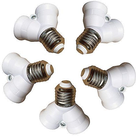 DZYDZR 5 PCS E27 Y Form 1 Mann zu 2 weiblichen LED Licht Splitter Birne Basis Adapter Lampe HolderConverter E27 Y Adapter für LED Lampen