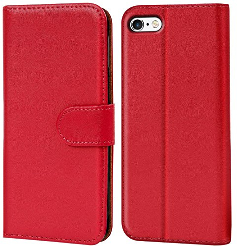 Verco iPhone 6s Hülle, Handyhülle für Apple iPhone 6 / 6s Tasche PU Leder Flip Case Brieftasche - Rot