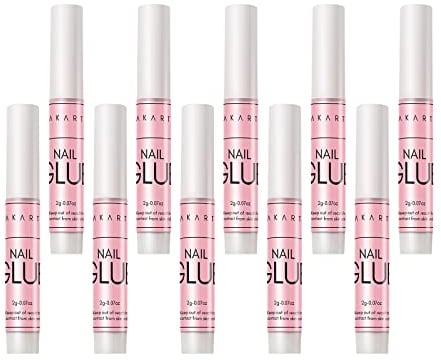 Makartt Colle à Faux Ongles Super Forte Colle Faux Ongles Appuyez sur Nail Glue Professionnels Bond Nail Tips Colle pour Coller sur les Ongles Colle Adhésive Longue durée 0,07 oz 10 pièces