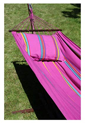 Dekomiro Exporsal Hängematte Lila Laune Länge 295 cm aus Baumwolle mit Spreizstab ohne Gestell