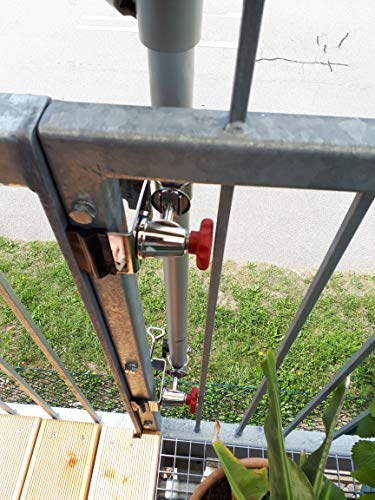 XL Balkon SCHIRME Halter - Large Edelstahl 360 ° Drehbar bis 70 mm Ø Spannbacken für Geländer und Brüstungen