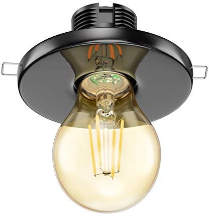 ledscom.de E27 Porzellan Decken-Einbauleuchte TELA, rund, schwarz, 99mm, inkl. Leuchtmittel 471lm 3,99W Gold Vintage extra-warm-weiß