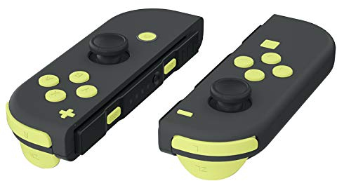 eXtremeRate Botones para Nintendo Switch y OLED Versión, Teclas de ABXY Dirección SR SL L R ZR ZL Gatillos, Resorte de Reemplazo para Joycons - No Incluye Carcasa, Limon Amarillo