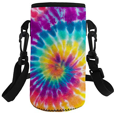 Pizding - Borsa termica per bottiglia d'acqua, con tracolla regolabile, perfetta per trasportare bottiglie in acciaio/vetro/plastica, adatta per camminate, palestra, viaggi, arcobaleno