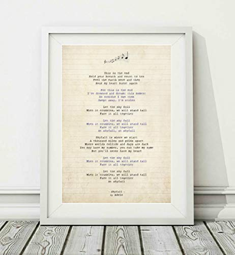 Didymus Co Adele – Skyfall – Songtext-Posterdruck (ungerahmt) – Größen A4 (29,7 x 21 cm) und A3 (42 x 29,7 cm) (A4)