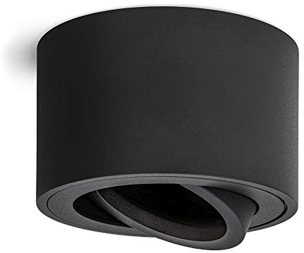 linovum Aufbauspot SMOL extra flach schwenkbar in schwarz matt & rund - Aufputz Downlight mit Ø 80 mm geeignet für LED Module