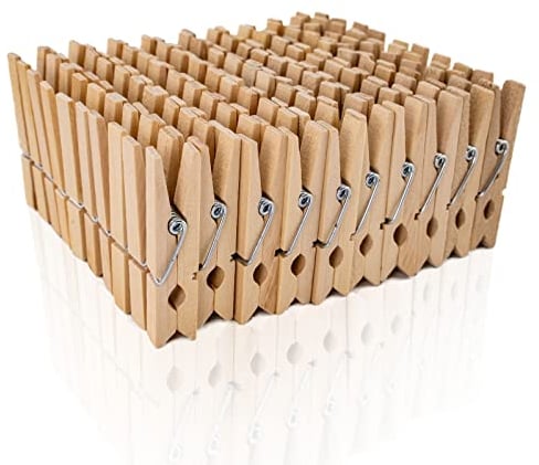 Holz Wäscheklammern A00154025 Lot de 100 Pinces à Linge en Bois de Bouleau Naturel 45 mm.