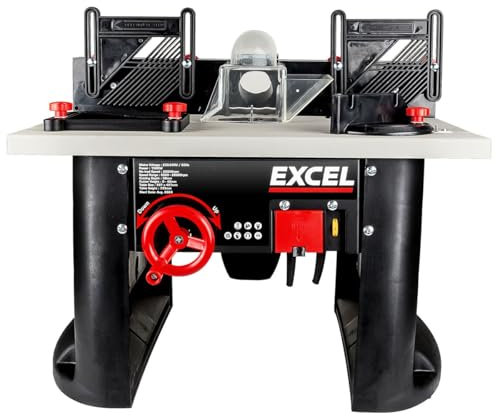 Excel Table Router 240V, Variable Speed 28,000rpm Woodworking Machine, Bench Top, Rise & Fall System and Safety Switch, Cutter Storage, 1/2 & 1/4 Collets Included, Table Router, 240v routertable