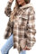 FANSU Femme Chemise à Carreaux à Manches Longues, Bûcheron Veste Mode Chic Plaid Blouse Casual Vintage Chemisier Blouson Oversize Automne Hiver Manteau à Boutons