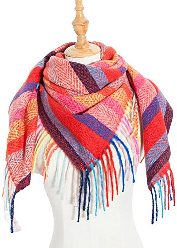 Damen Schal Winter Strickschal,MoreChioce Elegant Dreieckstuch Warm Herbstschal Feinstrick Halstuch Cape Umschlagtuch,Bunt #F