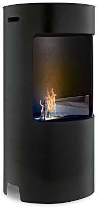 Giulio Cesare - Freistehender Bioethanol-Kamin mit 1,5-Liter-Brenner. Freistehender Bioethanol-Kamin aus rostfreiem Stahl und gehärtetem Glas. Erhältlich in schwarz Ø40x80 cm