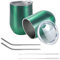 QUTHZZHY Copa de Vino de Acero Inoxidable 2 Vasos, Taza de Café con Tapa 12oz, Taza Termo de Doble Capa, Vaso de Vino de Metal sin Tallo, Taza de Viaje Aislada Reutilizable, para Camping, Viajes