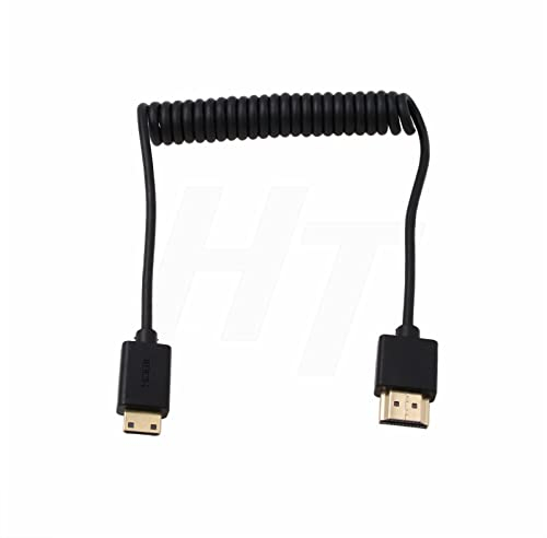 HangTon Mini HDMI to HDMI 2.0 4K 60Hz Coiled Thin Cable for Sony Canon Panasonic Nikon DSLR Camera to Monitor TV
