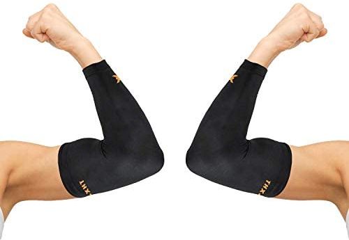 Thx4COPPER Manicotto a compressione per gomito 1 paio-Supporto per gomito infuso in rame-tutore per gomito per recupero, allenamenti, sport, golfisti, gomito del tennista, artrite, tendinite-M