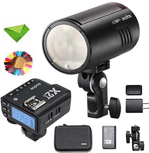 Godox Flash Ad100Pro Ad100 Pro W/X2T-C Flash Trigger, 100Ws 2.4G 1/8000 Hss, 0.01-1.5S Recycling, 360 Full Power Flashes, 2600Mah Battery, Support Ttl/M/Multi-Functions Strobe Light Photography