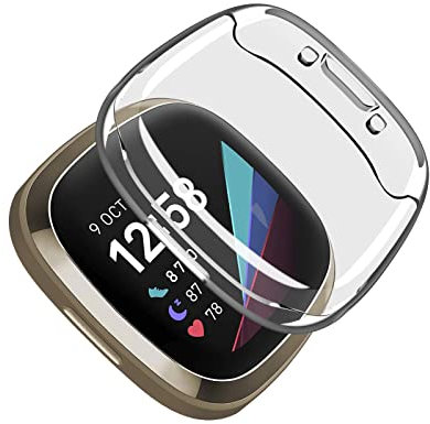 EIHAIHIS Custodia Protettiva Completa per Fitbit Versa 4, Custodia Protettiva in TPU Morbido con Protezione Dello Schermo per Fitbit Versa 4 - Trasparente