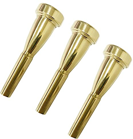 Missmore 3 Stück Gold Trompete Mundstück 3C 5C 7C Größe Instrument Zubehör für Anfänger und Profis