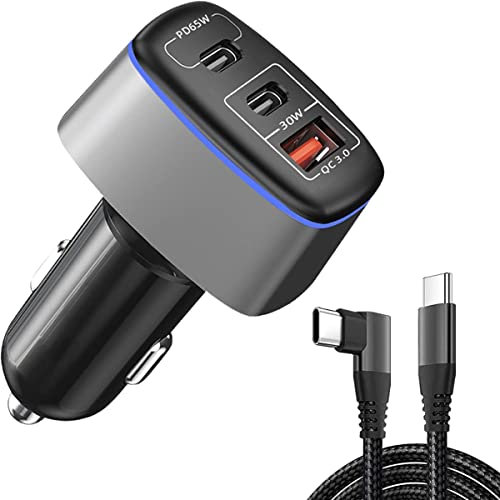 95W USB C Auto Ladegerät 3-Port PD3.0 PPS 65W/30W+QC 30W PD Kfz Ladegerät Zigarettenanzünder Adapter, für MacBook Pro Air iPhone 14 13 12 Pro Max Samsung S23 S22(mit 60W USB-C Kabel)