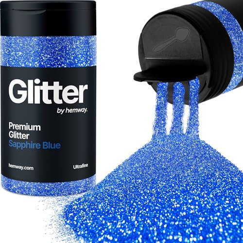 Hemway Premium Glitter Shaker - Sapphire Blue | Ultrafine Metallic Flake Sequins for Resin & Epoxy Crafts | Craft Supplies for Tumblers, Festival, Hair, Face, Body, Eye & Nail Art | 130 g