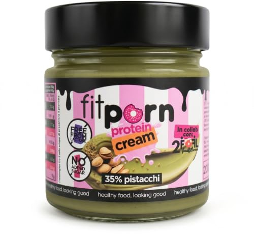 Fitporn - Crema Proteica Senza Zucchero e Lattosio al Pistacchio 35% | Golosa Crema Proteica Low Carb ad Alto Contenuto di Fibre e Proteine, Priva di Olio di Palma e Maltitolo, 200g
