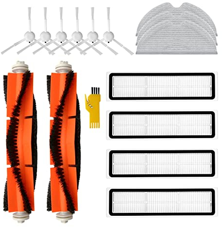 Laimaiou Kit di accessori di ricambio per Dreame D9 Dreame D9 Max Dreame L10 Pro Robot Aspirapolvere 15 Confezioni 2 Spazzole principali, 4 Filtri, 6 Spazzole laterali, 3 Panni Mop