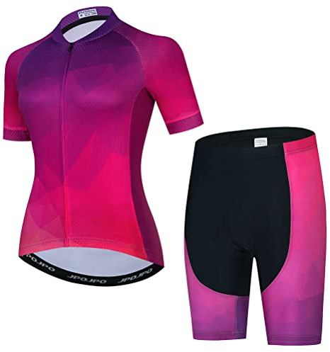 Damen-Fahrradtrikot-Set, Sommer-Kurzarm, Mountainbike-Shirt und Shorts Set für MTB-Anzug, Fahrradbekleidung