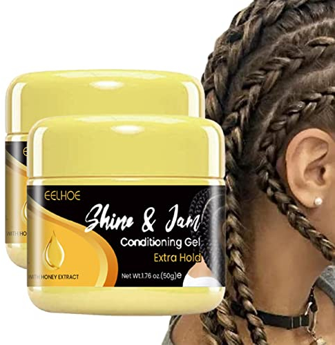 Shine N Jam Gel For Braids, Haar Glanz Wachs, Natürliche Zutaten 50g Schnell Trocknend Haar Styling Creme, Starken Halt Haar Pomade Für Männer Und Frauen (2)