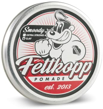 FETTKOPP POMADE - Smoody - rauchig-holzig – mittlerer-starker Halt (medium-firm hold) - Clay - 51g