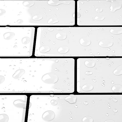 Livelynine Baldosas Adhesivas Pared Cocina Blancas 30X30CM Losetas Vinilicas Autoadhesivas Pared Baño 32 Losetas Azulejos Adhesivos Cocina 3D Vinilos Cocina Azulejos Blanco Vinilo Adhesivo Pared