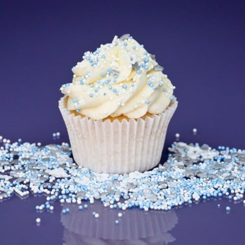 Purple Cupcakes Sprinkles Mix - WINTER'S DAY Mix (V) - Christmas theme edible cake decorations. The perfect sprinkle decorations for any Christmas cakes, festive cupcakes and bakes.
