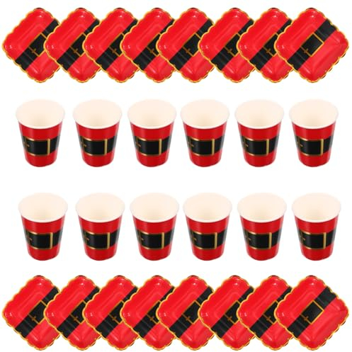 SOLUSTRE 1set Piatti e Tazze Di Carta Natalizi Con Design Elegante Per Feste Accessori Per Decorazioni Di Natale e Party