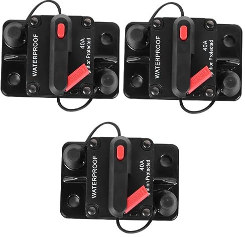 DOITOOL 3 Piezas Disyuntor De Alimentación Estéreo Con Reinicio Manual Del Fusible Del Automóvil Mini Amplificador Enchufe De Rv Fuente De Alimentación 40a Conjunto De Herramientas