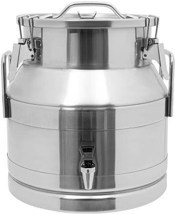 Edelstahl-Milcheimer mit Zapfhahn, 20 l, 201 Stahl-Milcheimer mit Deckel, SS-Milchkanne großer Milchkännchen, Flüssigkeitsbehälter, luftdichtes Design, hält Lebensmittel trocken und frisch