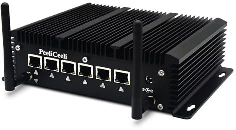 PeeliCeeli Firewall Mini PC Core i7 10610U, Windows 11 Pro 32GB RAM 2TB SSD Fanless Micro Router Computer, 6 x 2.5 GbE I225-V LAN, Industrial 4K PC, Support Pfsense, Opnsense, WiFi/BT