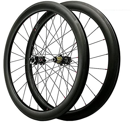 700c Laufradsatz, Carbon-Laufräder, Rennrad, 55 mm Felge, abgedichtetes Lager, Carbonfaser-Laufradsatz, Steckachse, Scheibenbremse, V-Bremse, passend für 7-, 8-, 9-, 10-, 11- und 12-Gang-Kassett