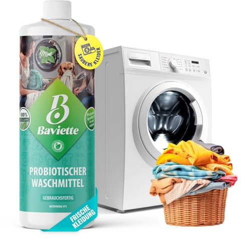 Baviette Reinigungs-Set Allzweckreiniger: Das natürliche flüssige Waschmittel 1L mit Probiotika gegen Gerüche. Ideal für Babywäsche, Sportwäsche und EMS-Westen