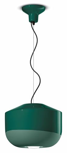 Licht-Erlebnisse Pendelleuchte Keramik Grün D: 35 cm schmal E27 Retro Design Keramikleuchte Hängelampe Küche Hängeleuchte Wohnzimmer