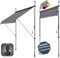 DELUKE® Klemmmarkise 350cm breit - mit Handkurbel | Balkonmarkise ohne Bohren, Sonnenschutz UV-beständig, Sonnenmarkise höhenverstellbar, Markise mit Gestell | 350x120x200-300cm Grau