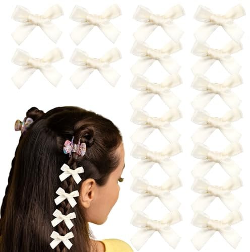 40pcs Mini Satin Hair Bows Clips - Small Non-Slip Alligator Barrettes for Girls & Baby Hair | Assorted Colours | Ribbon Bowknot Hair Accessories