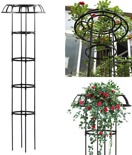 Metal Garden Trellis for Climbing Plants Rustproof Wisteria Umbrella Support Frame 65 inch Obelisks & Flower Trellises Outdoor Plant Support for Climbing Plants