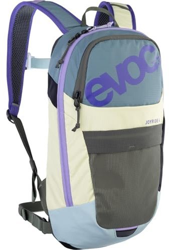 EVOC JOYRIDE 4 Kinder Rucksack, Fahrradrucksack (leichter Sportrucksack für junge Biker:innen, abnehmbarer Hüftgurt, mit Trinkblasenfach), Steel-Lemonade-Mint