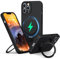 PuyaTeya Liquid Silicone Hülle für iPhone 11 pro MAX mit Magnetisch Ring Ständer, Upgraded Kameraschutz Mil-Grade Drop Shockproof Anti-Scratch Microfiber Lining Silikon hülle(Schwarz)