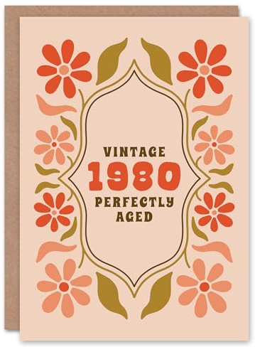 Artery8 Vintage Year Floral Flowers Her Born 1980 Aged 45 Years Old 45th Birthday Card Mum Gran Wife