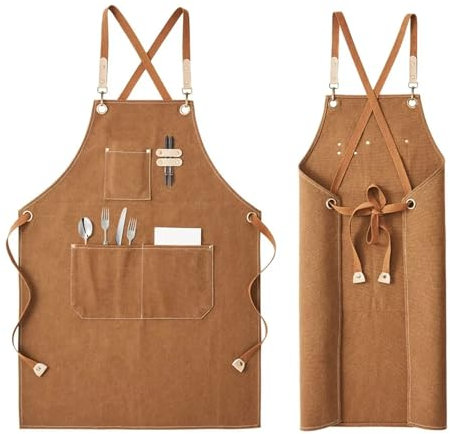Duronge Grembiuli da Cucina, Grembiule Cucina Donna, Grembiule Donna, Grembiule da Cucina Personalizzato, Grembiule Barbecue Uomo, Viene Fornito con 3 Tasche per Cucina Domestica, Bar, Pasticceria